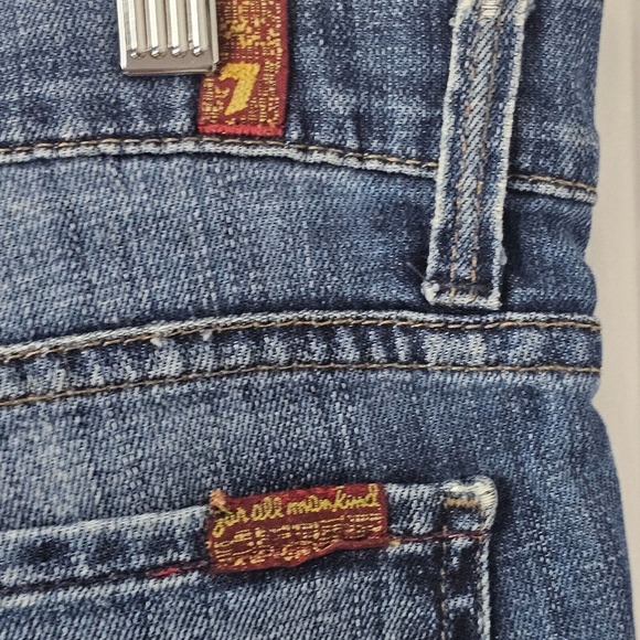 7 For All Mankind Womens Size 30 32x33 High Waist Bootcut Jeans Dark Blue Denim - Picture 6 of 13